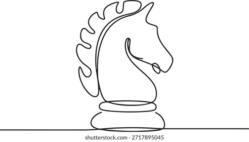 Knight chess one line drawing of minimalist vector icon. one line Icon drawing
