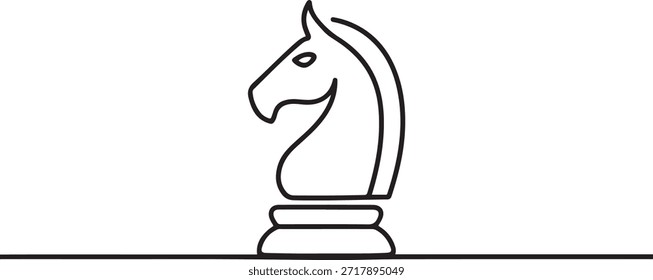Knight chess one line drawing of minimalist vector icon. one line Icon drawing
