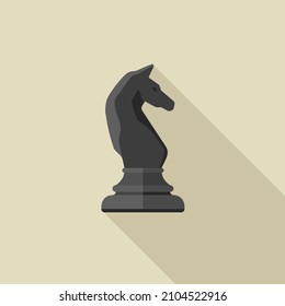 Ajedrez de caballero. Ilustración plana del ajedrez negro con sombra.