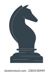 Knight chess piece flat line color isolated vector object. Playing chess game strategy. Editable clip art image on white background. Simple outline cartoon spot illustration for web design