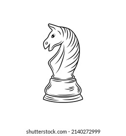 Knight chess piece icon on a white background. Chess pieces.
