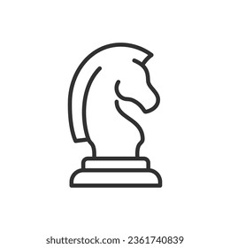 Knight chess piece, linear icon. Line with editable stroke