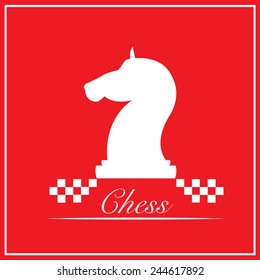 The knight chess piece on red background vector illustration eps10