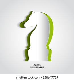 Knight chess piece from paper - vector illustration