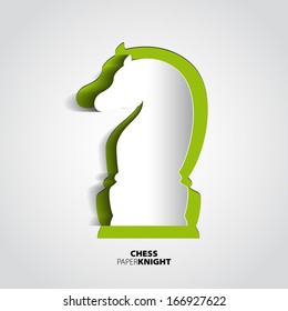 Knight chess piece from paper - vector illustration