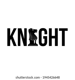 knight chess typography logo vector template