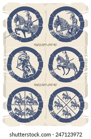 Knight. Circular imprint, vector