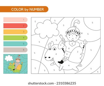 Knight Color by number children's activity book 
