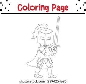knight coloring book page for kids