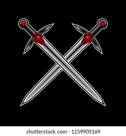 knight cross sword vector illustration art