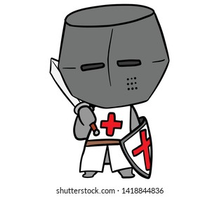 Knight Crusader Medieval Sword Shield Warrior Armor Man 