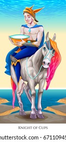 Knight of cups, tarot card. Vector illustration
