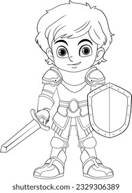 Knight doodle Cartoon für Farbgrafik