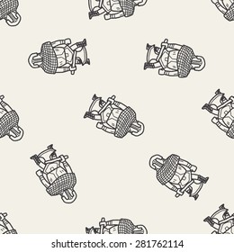 knight doodle seamless pattern background