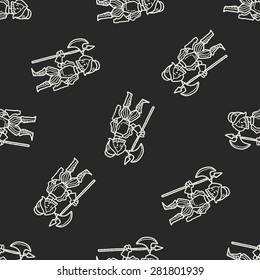knight doodle seamless pattern background
