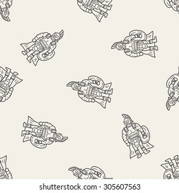 knight doodle seamless pattern background