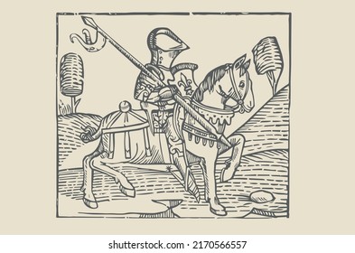 The Knight, an engraving from William Caxton Game and Playe of the Chesse