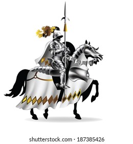 Knight escort on white background - left