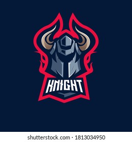 Knight e-Sport Mascot Logo Design Illustration Vector