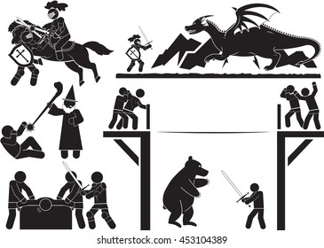 Knight fight icon set