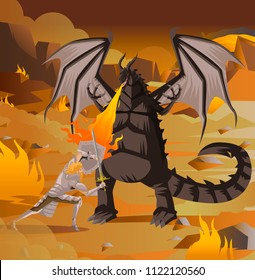 knight fighting black dragon
