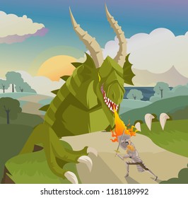 knight fighting a dragon