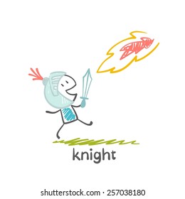 knight fighting the dragon illustration