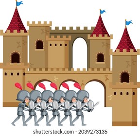 knight in front of castle illustration