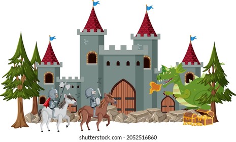 Knight Front Castle Illustration Stock Vector (Royalty Free) 2052516860 ...