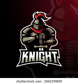 Knight Gaming Mascot Logo Design Illustration Vector