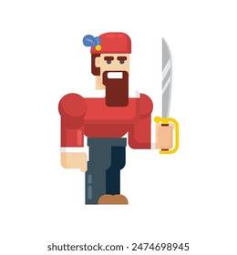Caballero, ilustración de personaje de diseño plano geométrico