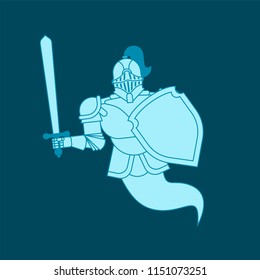 Knight Ghost isolated. Metal armor warrior. Iron armor.  Vector illustration