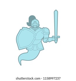 Knight Ghost isolated. Metal armor warrior. Iron armor.  Vector illustration