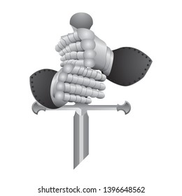 Knight gloves and sword vector illustration