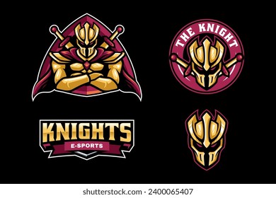 knight gold iron mascot logo template  for sport gaming team