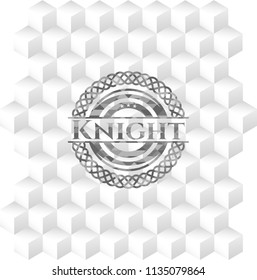 Knight grey emblem with geometric cube white background
