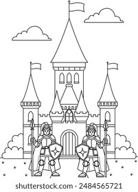 Knight Guarding a Gate of Castle dibujo para colorear 
