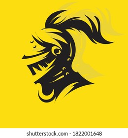 Knight Head Silhouette E Sport Logo Design Template