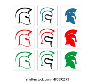 knight headgear armor roman greek crusader silhouette image vector set