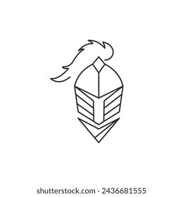 Knight in helmet armor, spartan warrior head, vector illustration
