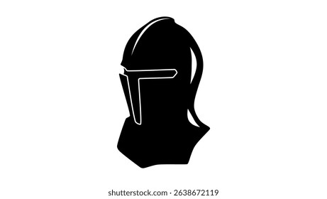 knight helmet, black isolated silhouette