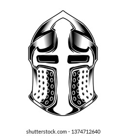 Knight helmet drawing black and white -   Knight armor - Knight head - King armor - vector