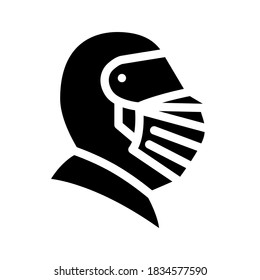 Ritterhelm-Glyph-Symbol Vektorgrafik. Helmschild am Ritter. isoliertes Kontursymbol