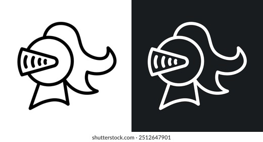 Knight helmet icon in black and white colors