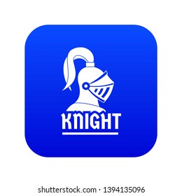 Knight helmet icon blue vector isolated on white background