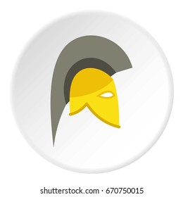 Knight helmet icon in flat circle isolated vector illustration for web