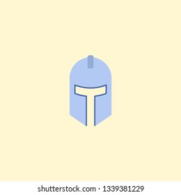 Knight helmet icon flat element. Vector illustration of knight helmet icon flat isolated on clean background for your web mobile app logo design.