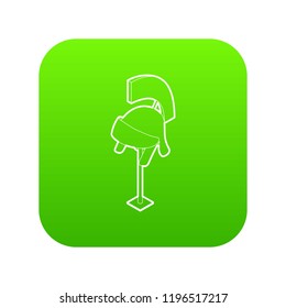 Knight helmet icon green vector isolated on white background