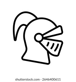Knight helmet icon in line style shown from the side with vented faceplate. Great for fantasy warriors, battle game avatars, and historical armor visuals.