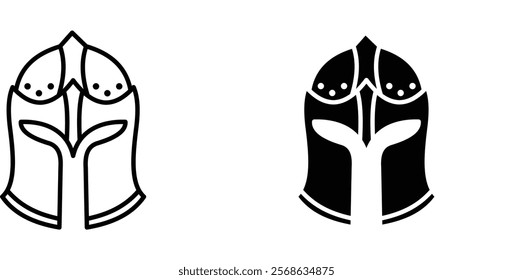 Knight helmet icons in outline and fill. vector illustration for ui.